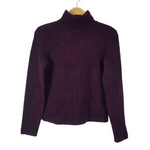Caslon Fuzzy Eggplant Chunky Knit Popcorn Sweater